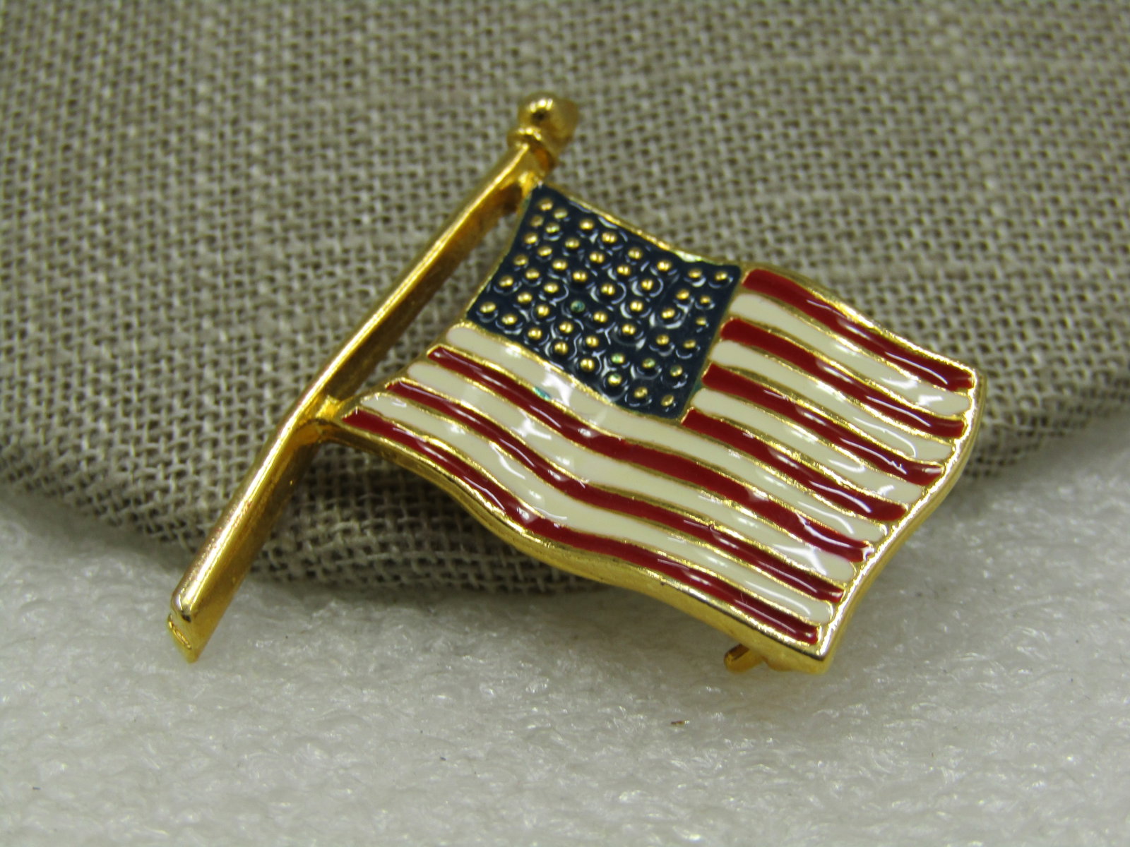 Enameled USA Flag Brooch - 3