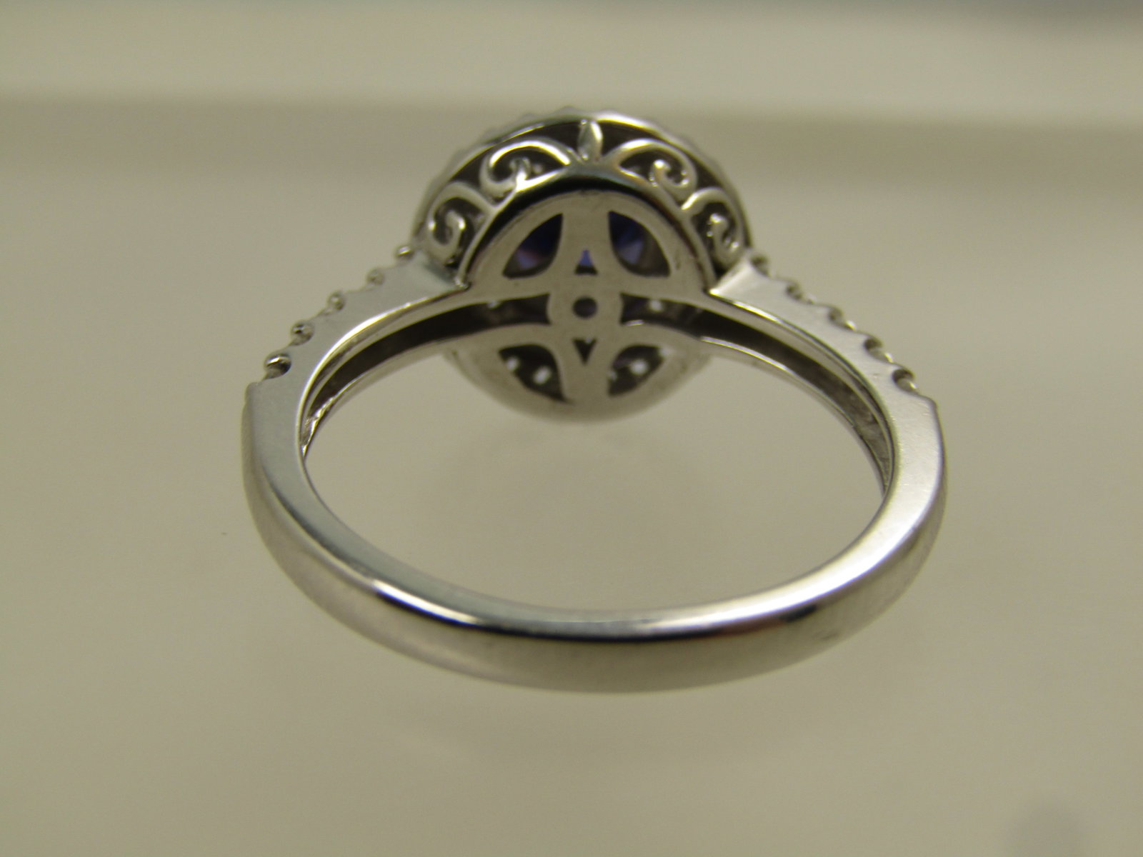 Sterling Blue/Clear CZ Ring, Sz. 9.5, Signed FE, 1990's - 4