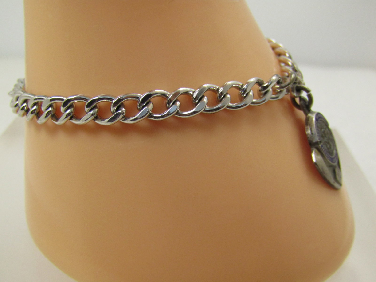 Vintage Sterling Charm Bracelet, Service to Humanity Service Charm, 7", 1960's-1970's - 4