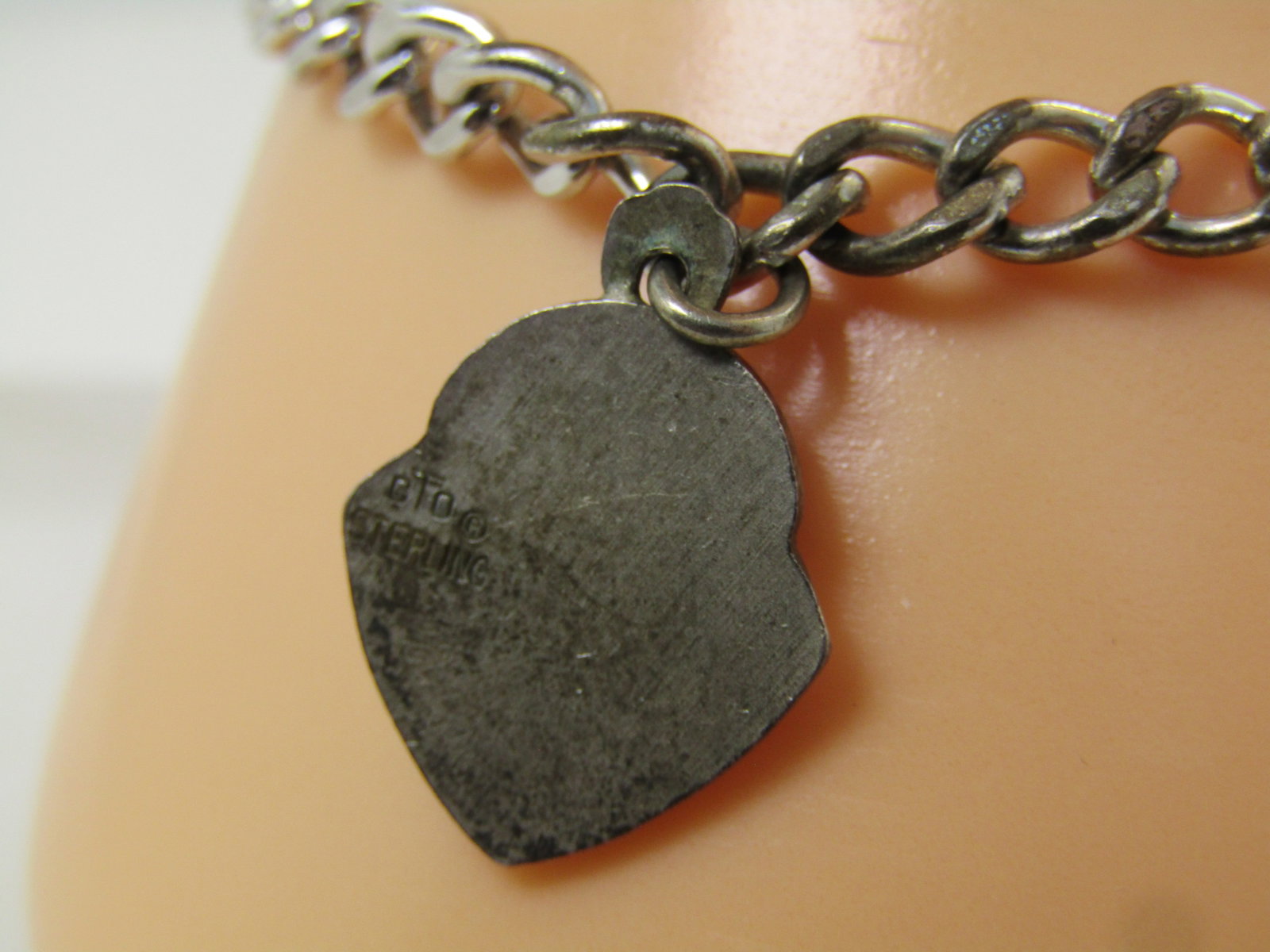 Vintage Sterling Charm Bracelet, Service to Humanity Service Charm, 7", 1960's-1970's - 6