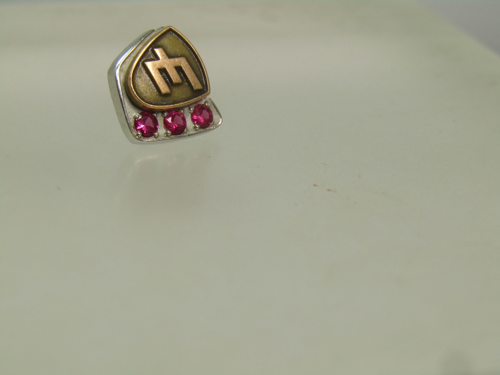 Vintage 10kt Ruby/Spinel E Employee/Membership Pin, 1970's/1980's - 2