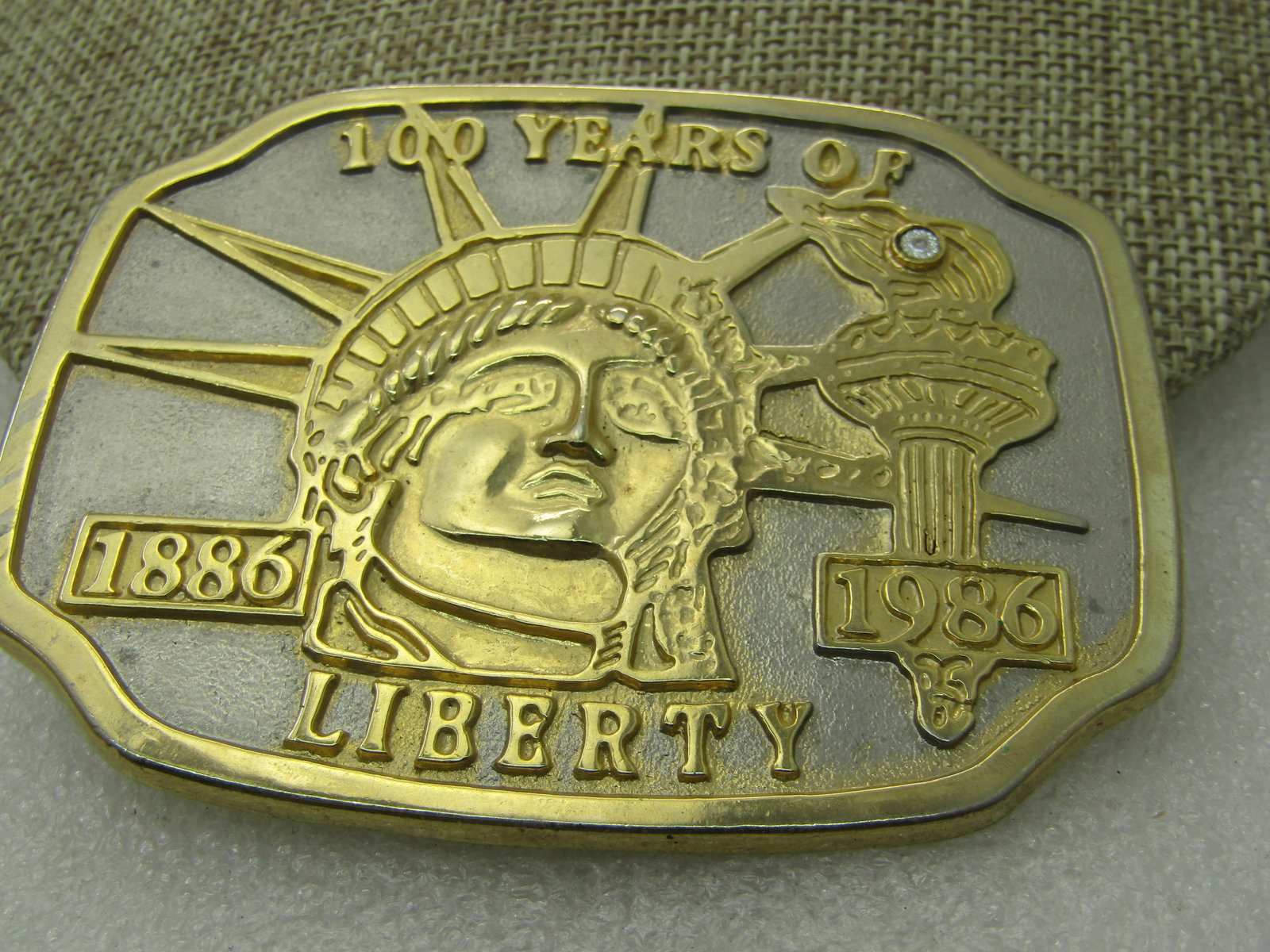 Vintage 100 Years of Liberty Belt Buckle, 3-3/8" by 2-5/8" - 3