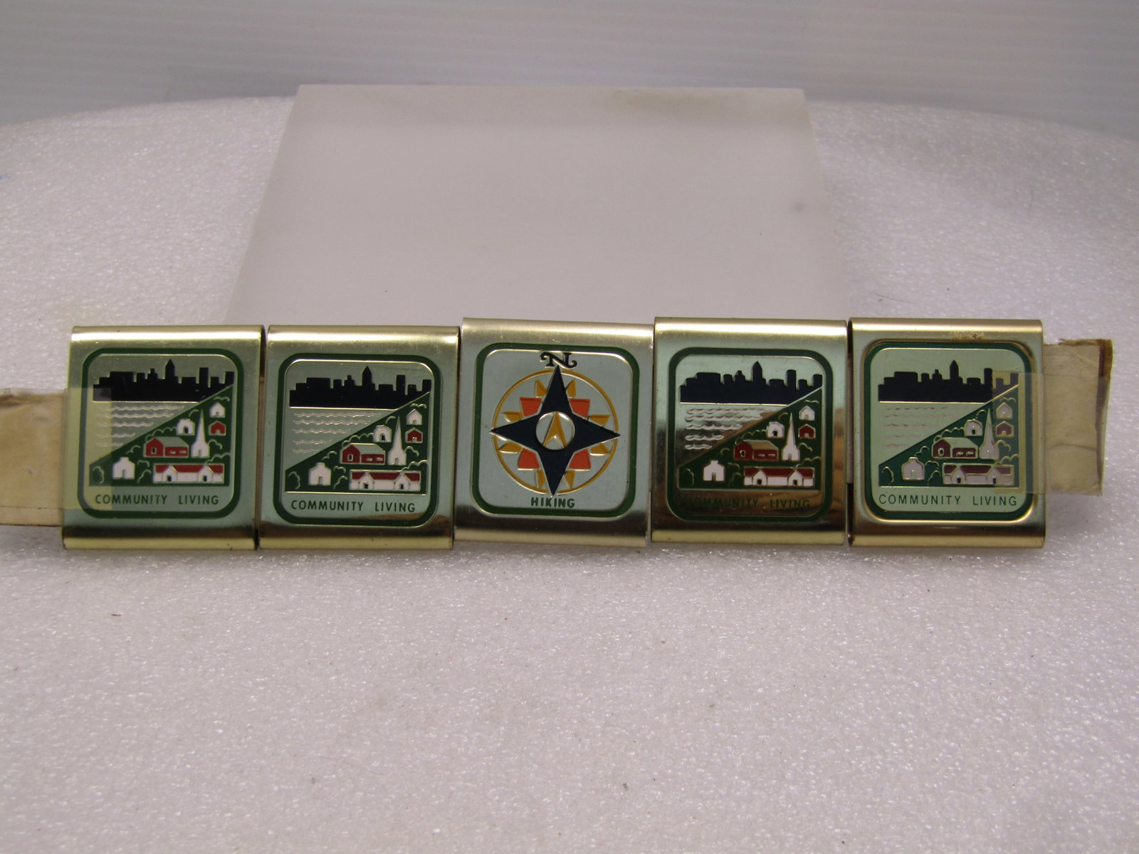 Five Vintage Boy Scout Belt Metal Awards, Community Living, Hiking (1 of 4)
