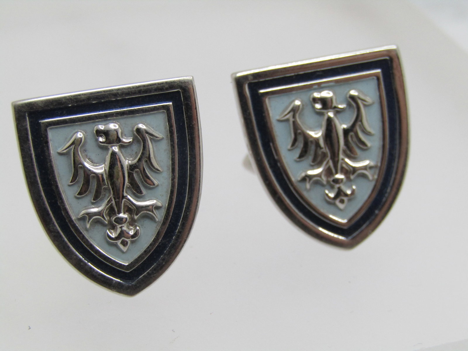 Vintage Swank Eagle Emblem/Shield Cufflinks, Silver Tone, 1950's-1960's (1 of 6)
