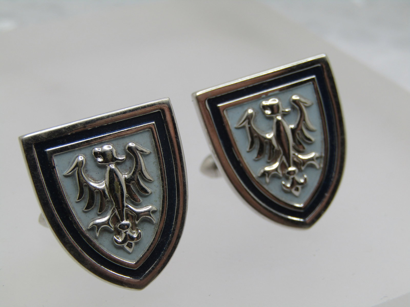 Vintage Swank Eagle Emblem/Shield Cufflinks, Silver Tone, 1950's-1960's - 2