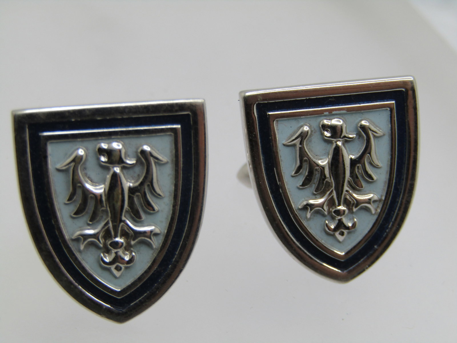 Vintage Swank Eagle Emblem/Shield Cufflinks, Silver Tone, 1950's-1960's - 3