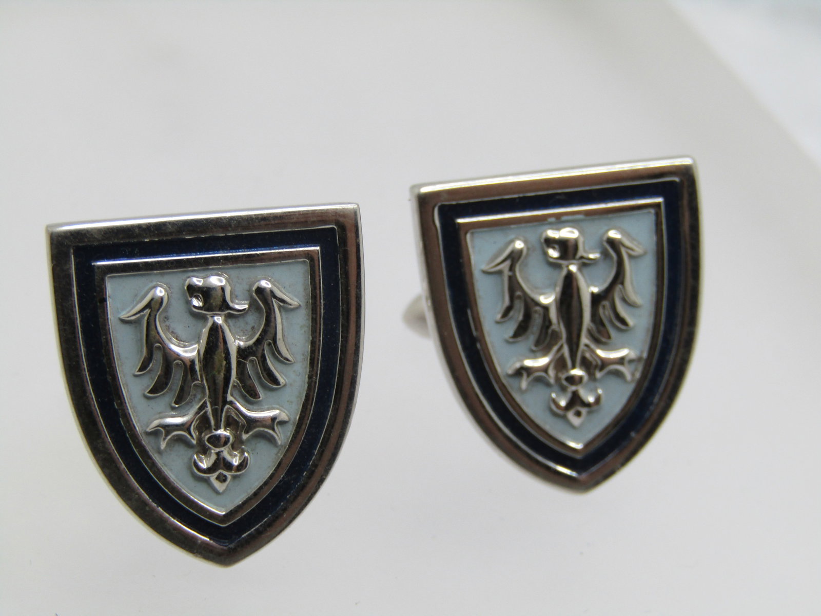 Vintage Swank Eagle Emblem/Shield Cufflinks, Silver Tone, 1950's-1960's - 4