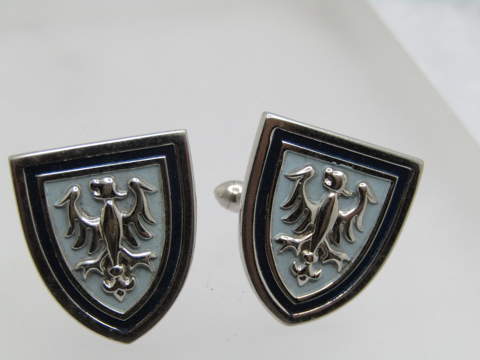 Vintage Swank Eagle Emblem/Shield Cufflinks, Silver Tone, 1950's-1960's - 5