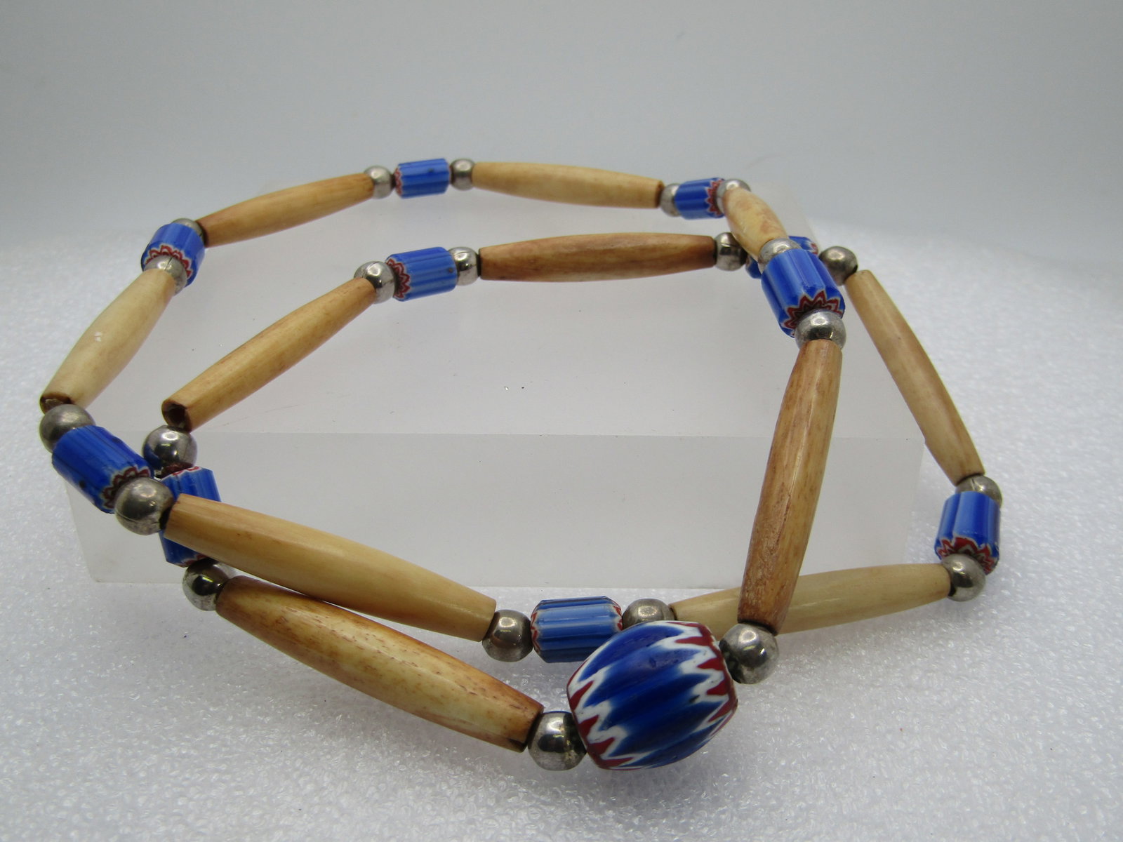 Vintage Southwestern Hairpipe Bone & Glass Beaded Necklace, 24" - 5