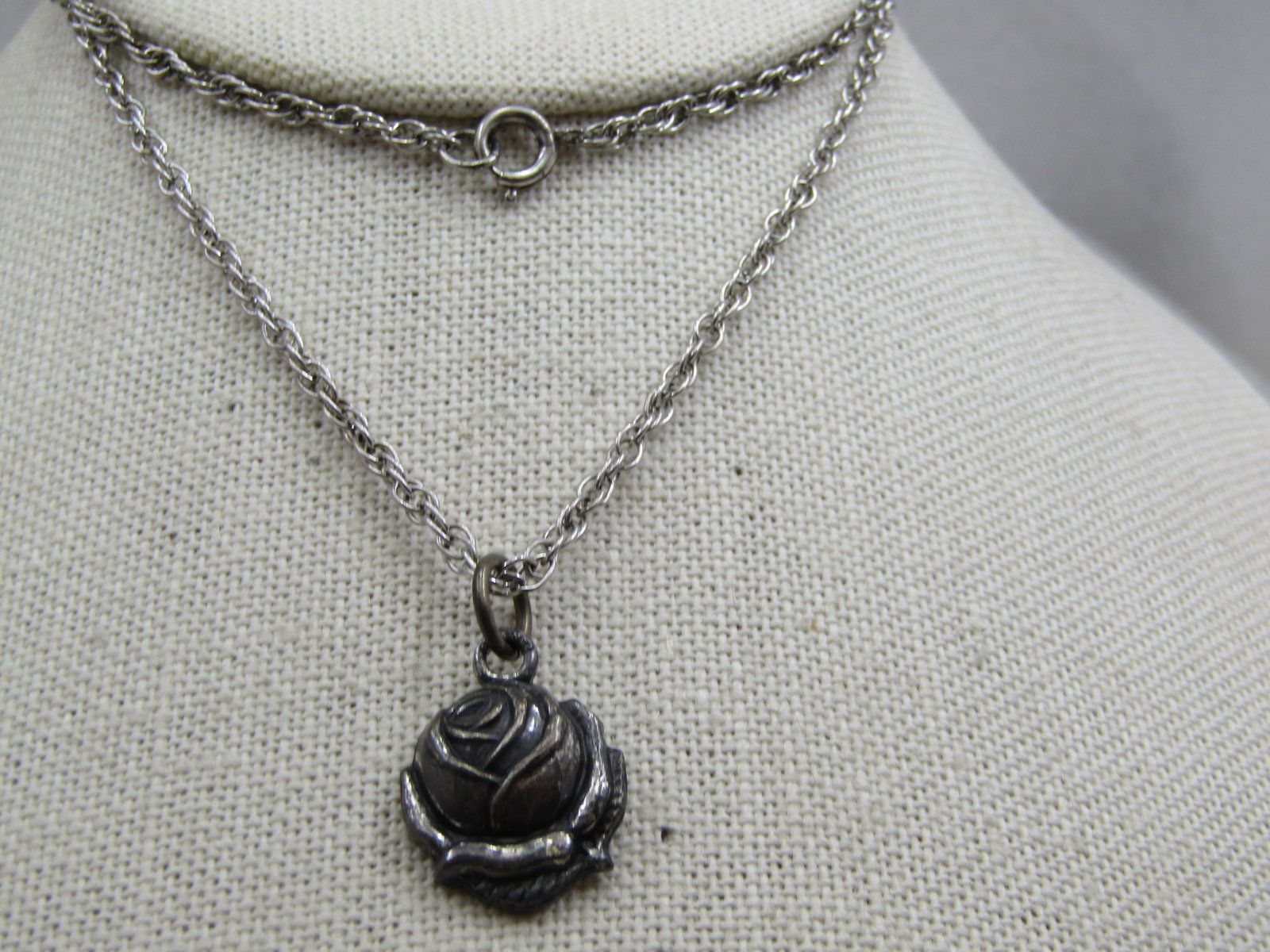 Vintage Catholic Rose & St. Theresa Necklace, 22" - 2