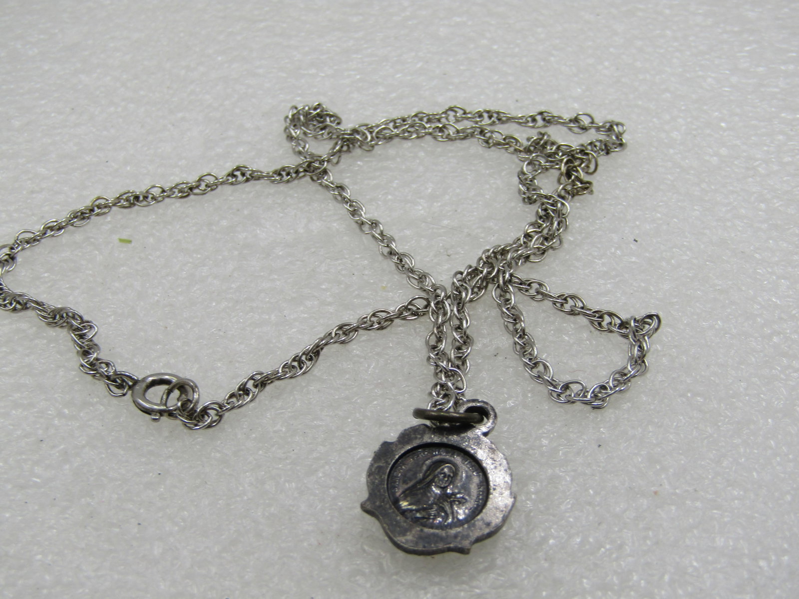 Vintage Catholic Rose & St. Theresa Necklace, 22" - 7