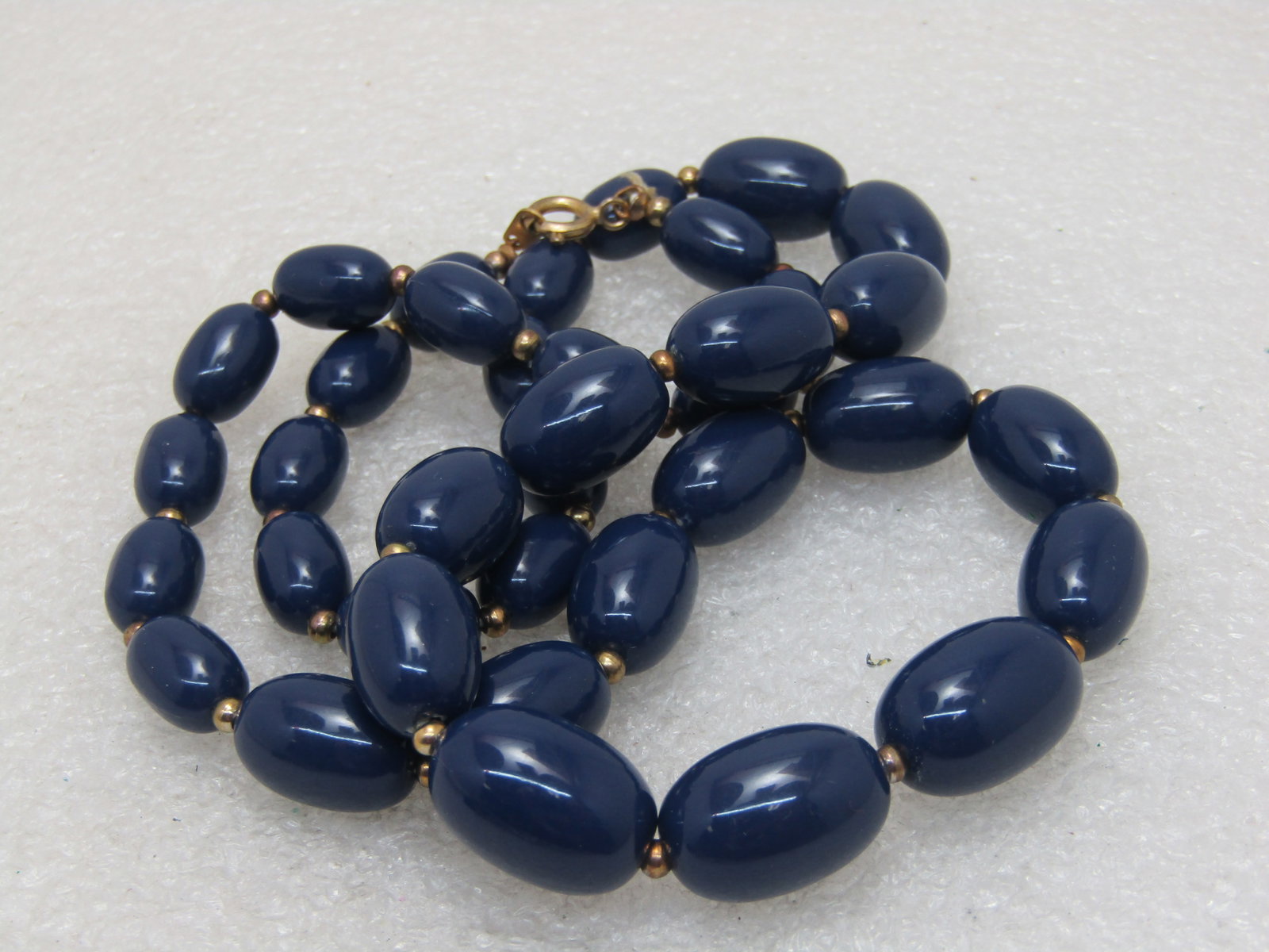 Vintage Graduated Navy Blue Beaded Necklace, 22", 1970's - 4