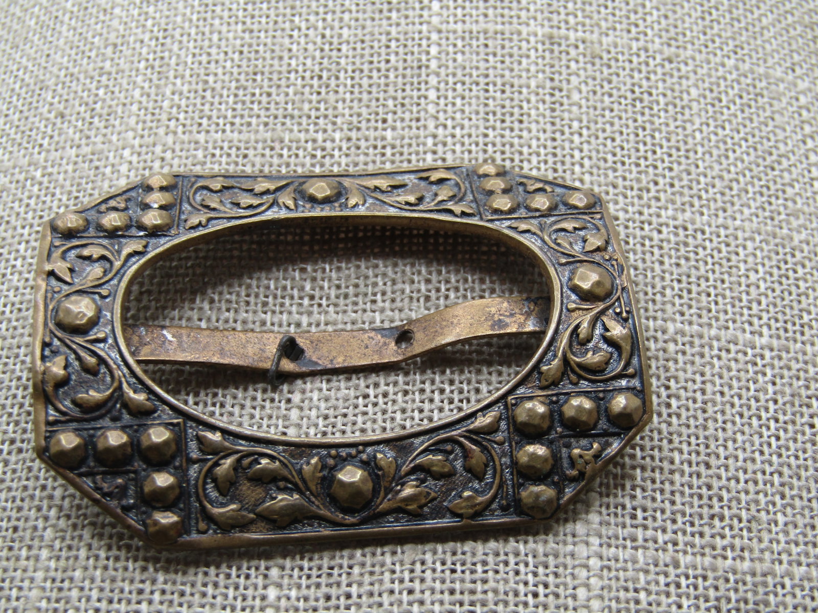 Enameled USA Flag Rhinestone Car Tack Pin, Signed Christopher Radko, 1980's: Title: Enameled USA Flag Rhinestone Car Tack Pin, Signed Christopher Radko, 1980's Description: Antique Brass Sash Buckle, Signed Blacher Brothers, 1920's-1930's. This is domed down the center with ra