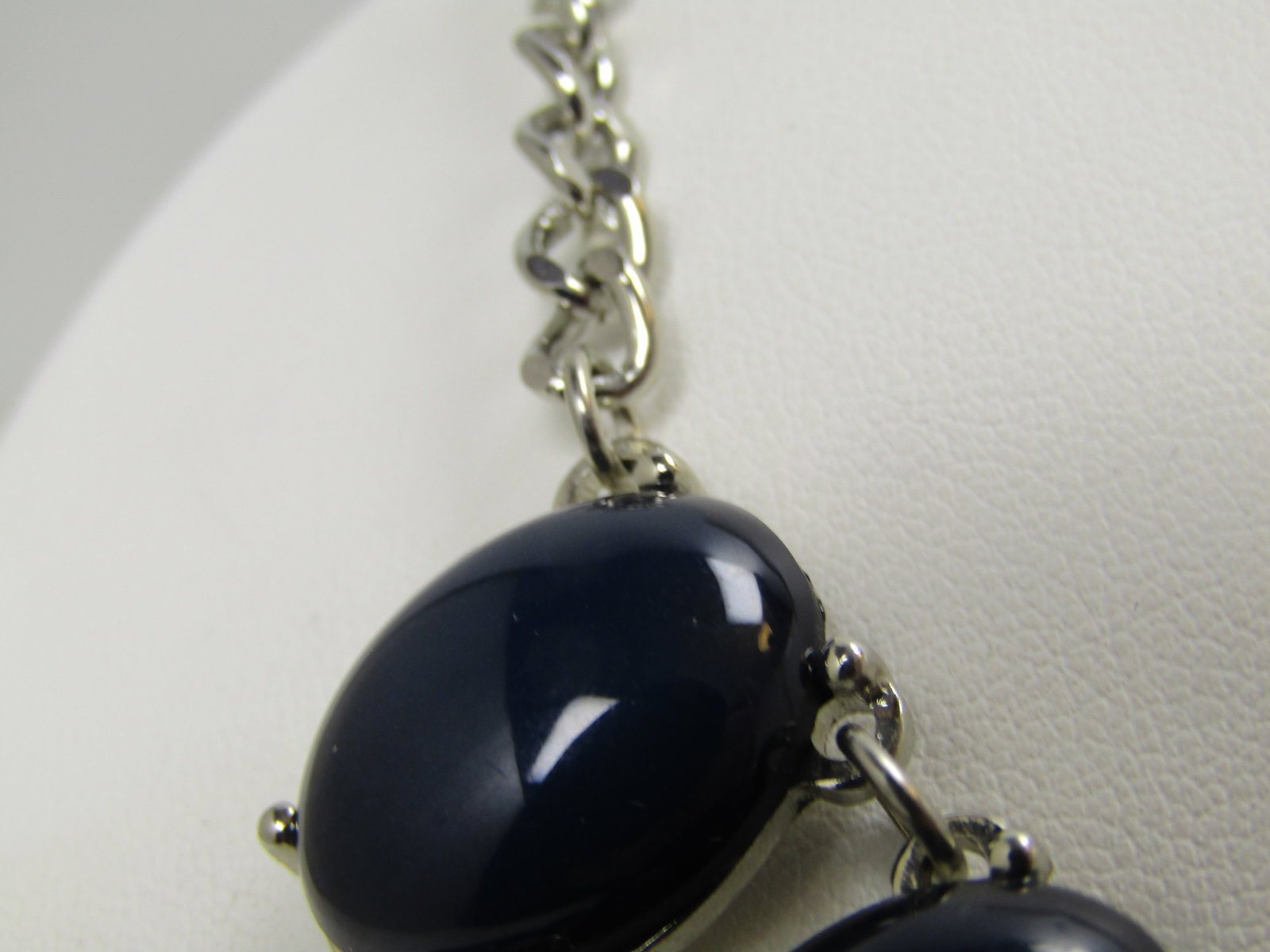 Navy Blue Double Bib Drop Necklace, 22", 1980's-1990's - 5