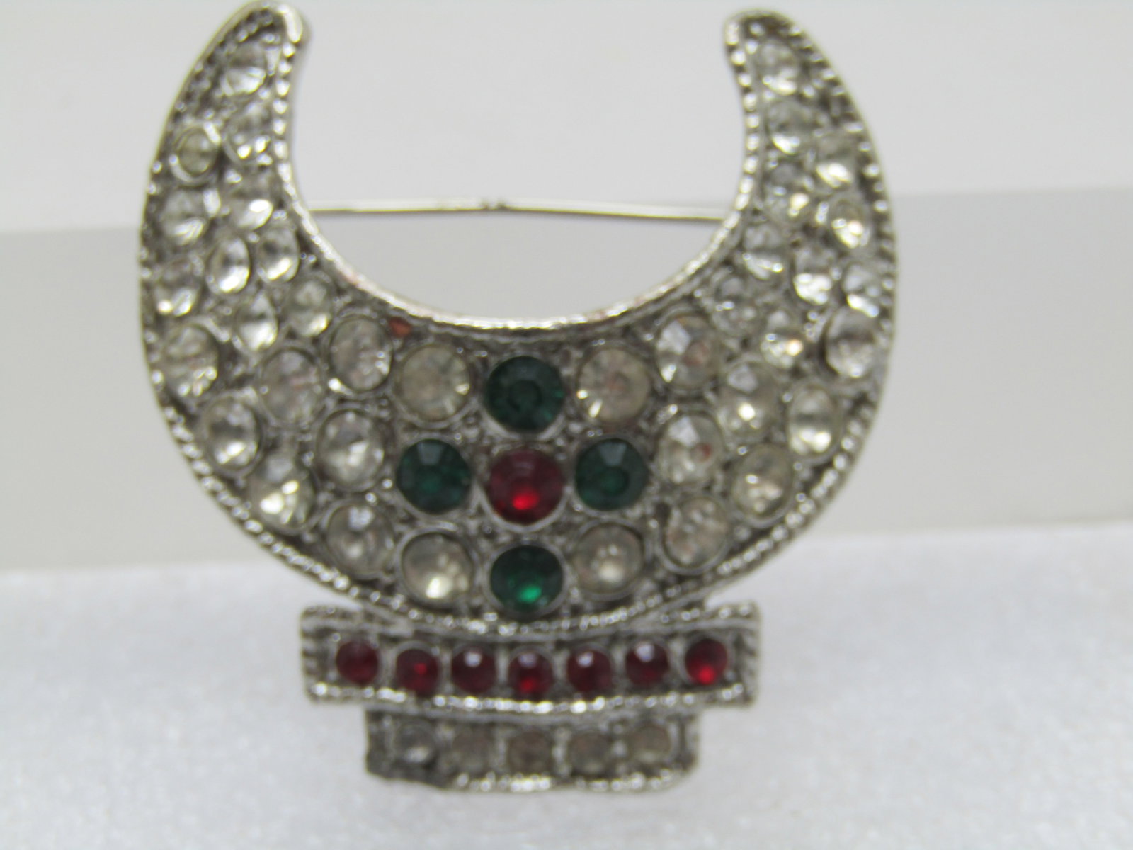 Vintage Shriner's Fez Crescent Rhinestone Brooch. 1960's-1970's - 5