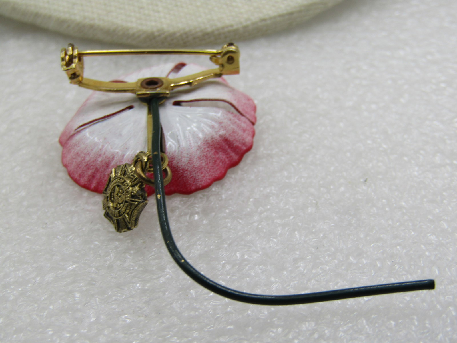 Vintage Red Enameled Veteran's Poppy Brooch & Charm 3" - 5