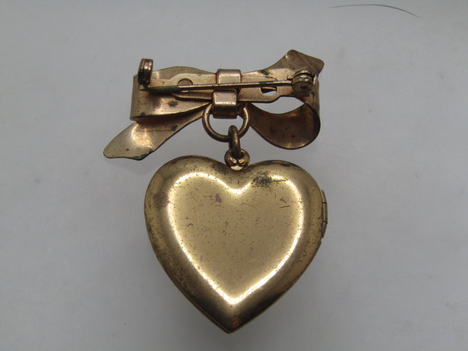 Vintage Niagara Falls Heart Locket & Bow Brooch, 1940's-1950's Souvenir. - 4
