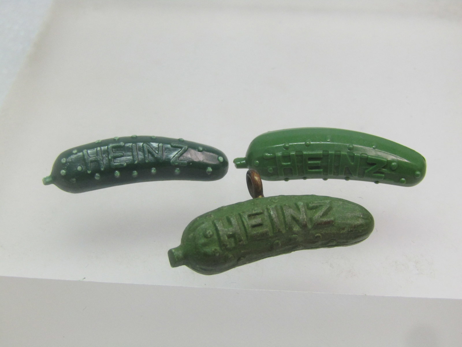 Vintage Gutta-Percha Heintz Pickle Charm & Two Pickle Brooches, 1800's-1910, and Mid-Century (1 of 5)