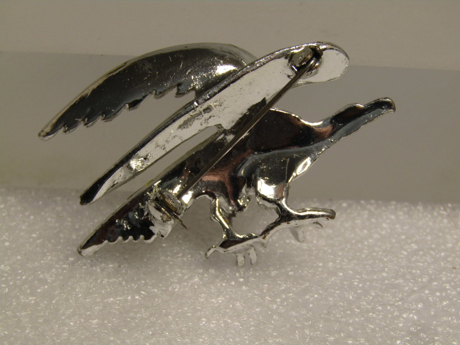 Vintage Clear Rhinestone Eagle Brooch, Baguettes/Round, 1960's - 4