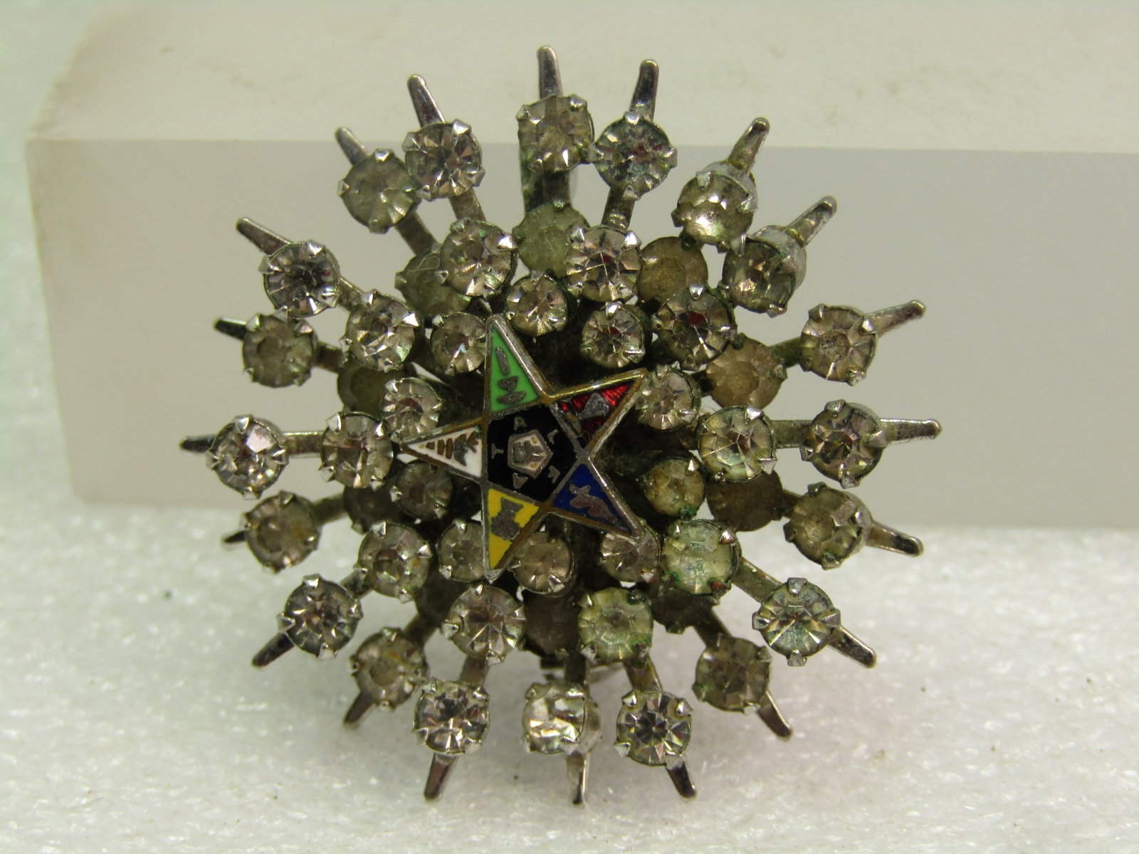 Vintage Rhinestone Eastern Star Brooch, 1950's-1960's - 6