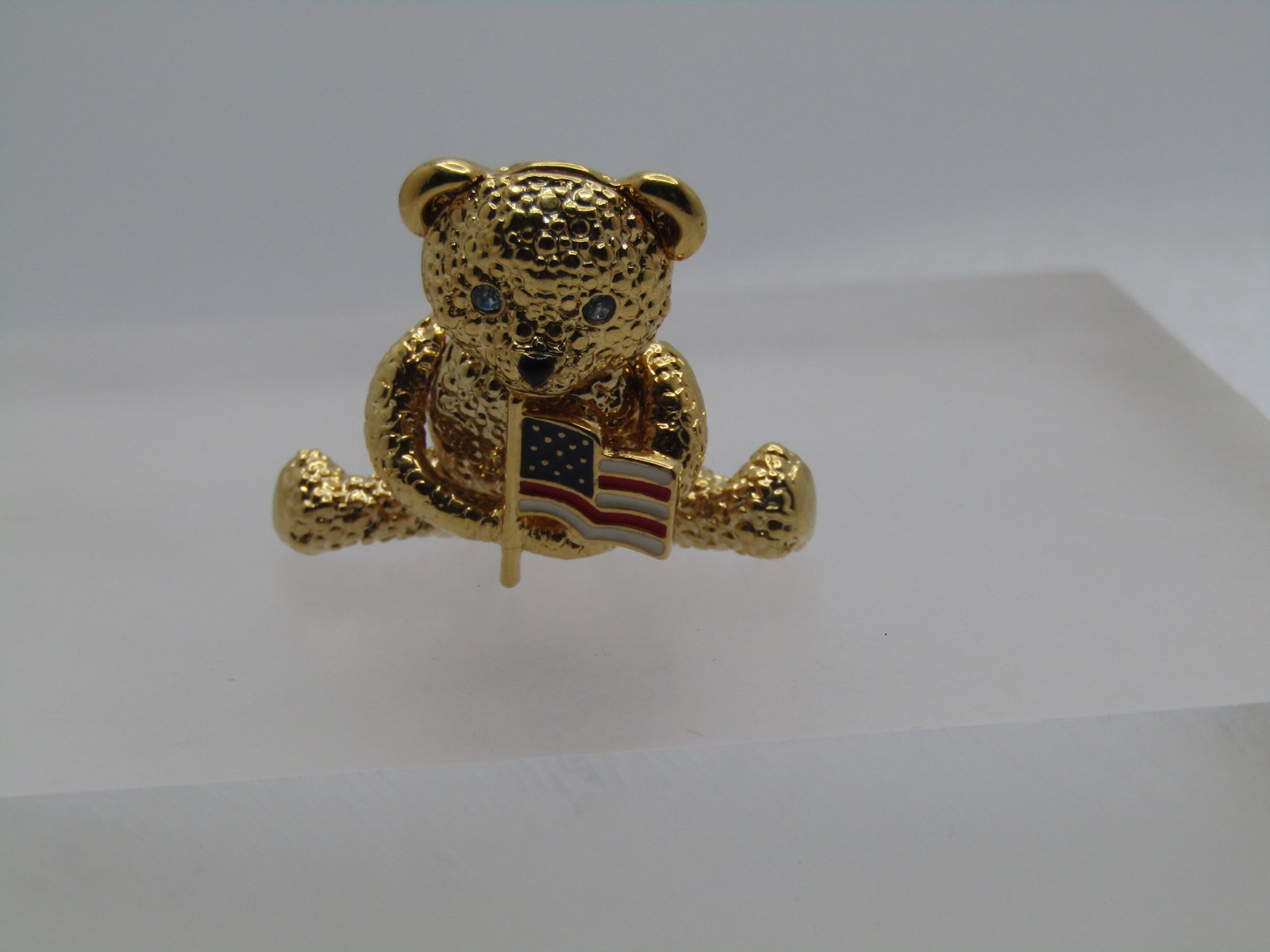 Vintage Napier Jointed Bear Brooch with U.S.A. Flag, 1980's - 7