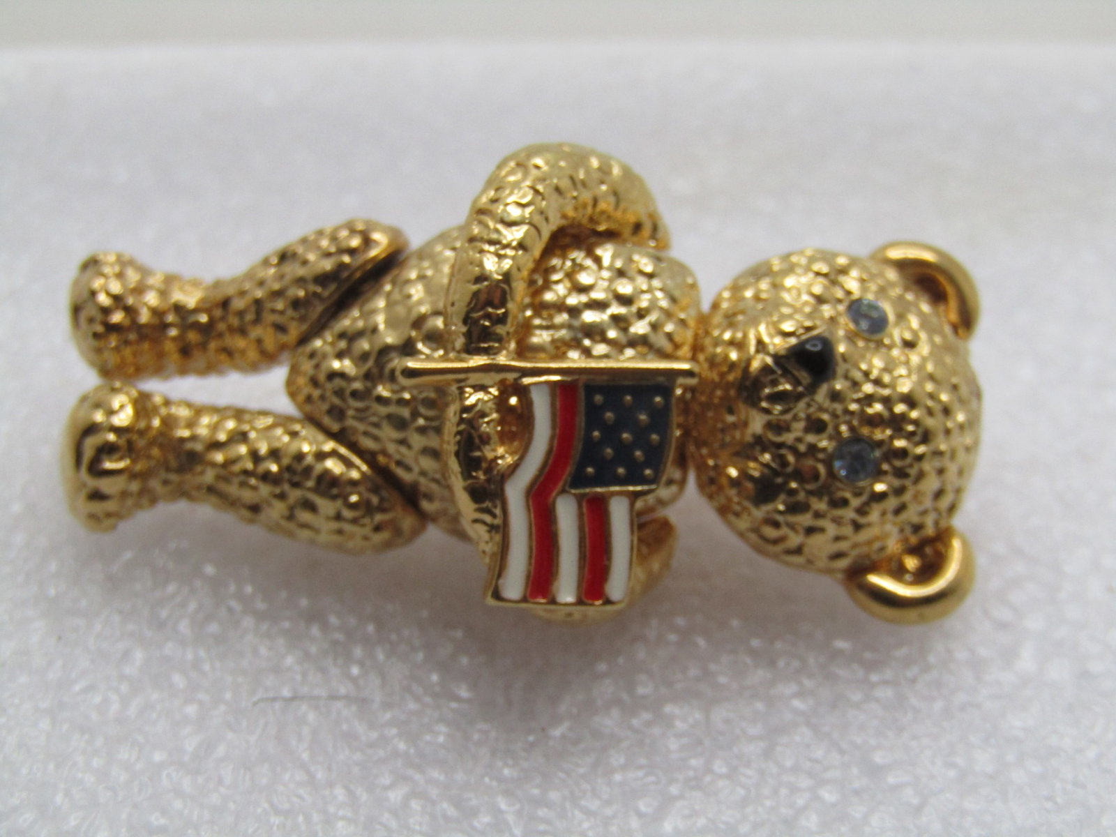 Vintage Napier Jointed Bear Brooch with U.S.A. Flag, 1980's - 8