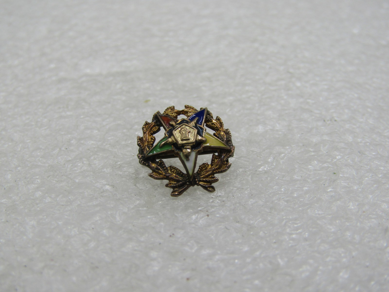 Vintage 10kt Top Masonic Eastern Star Brooch, Enameled, 1/2" (1 of 4)