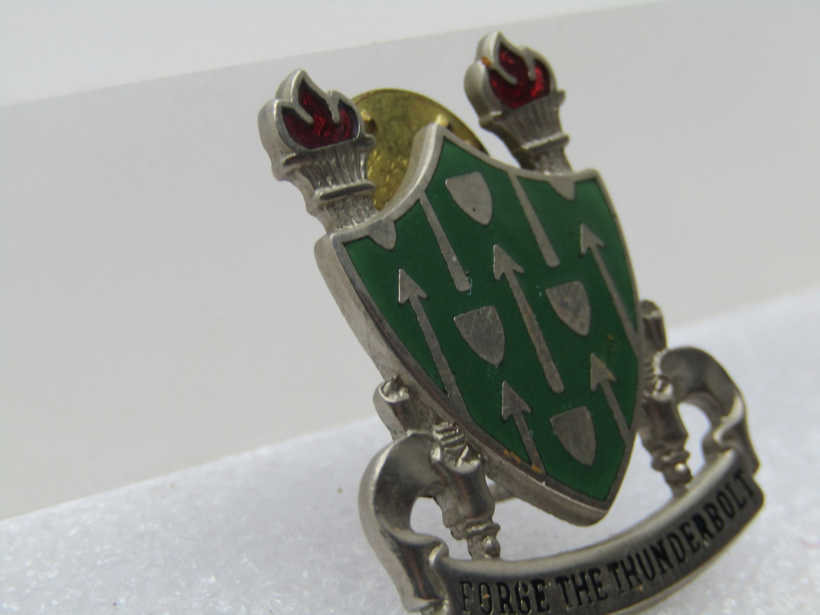 Vintage Forge the Thunderbolt Enameled Tack Pin, U.S. Army Armor School - 3