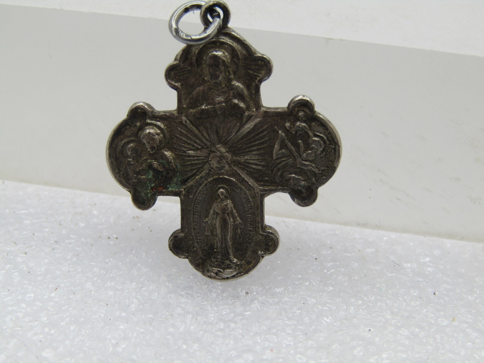 Vintage Sterling Catholic Cross Medal, Please Call Priest, Signed BLI, 1940's-1950's: Title: Vintage Sterling Catholic Cross Medal, Please Call Priest, Signed BLI, 1940's-1950's Description: Vintage Sterling Catholic Cross Medal, Please Call Priest, Signed BLI, 1940's-1950's. Theme tal