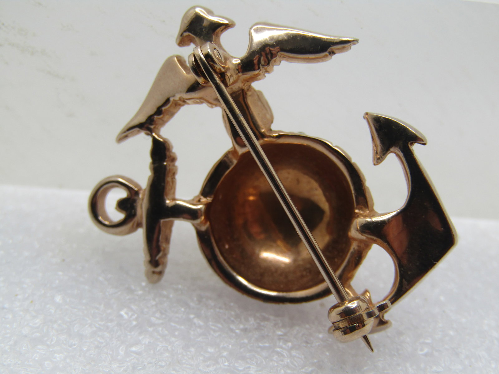 Vintage USMC Globe, Anchor, Eagle Brooch, Rhinestones, 1960's - 4
