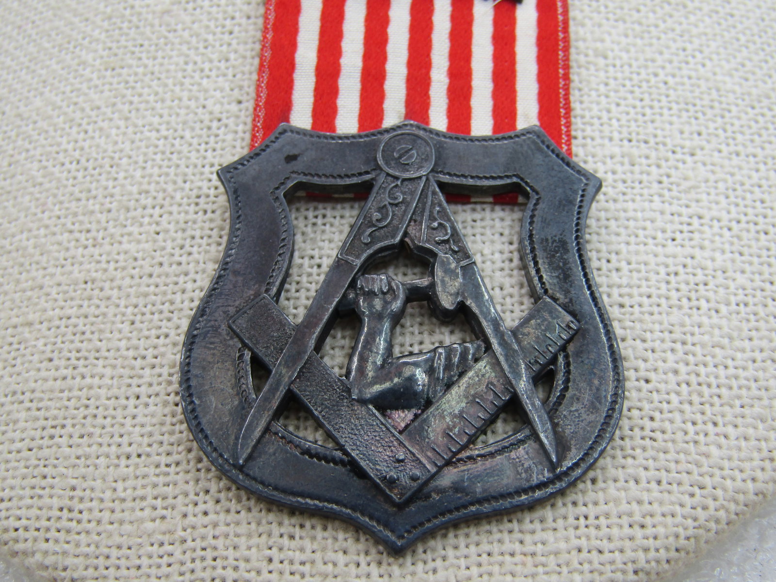 Junior Order of United American Mechanics O.U.A.M. Danville NO. 15 Council Flag and Medals - 5