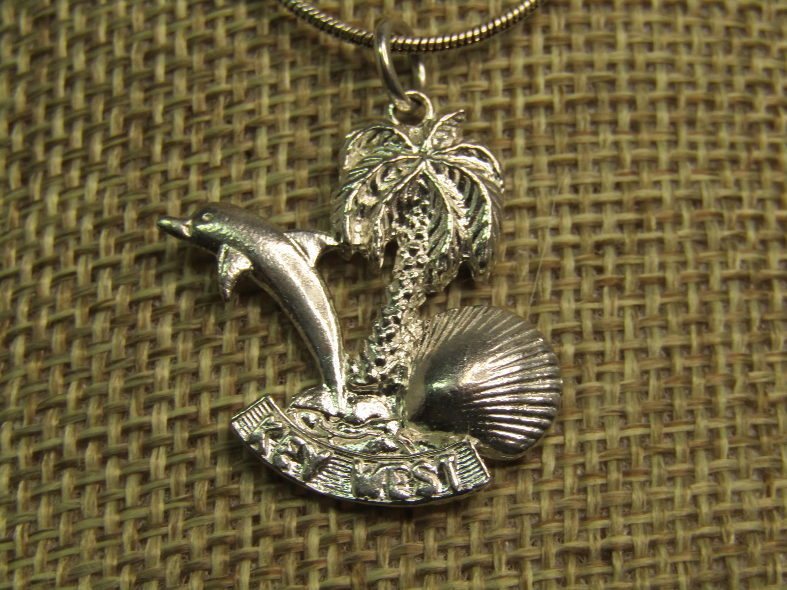 Sterling Key West Pendant on 19" Chain, 1980's-1990's - 2