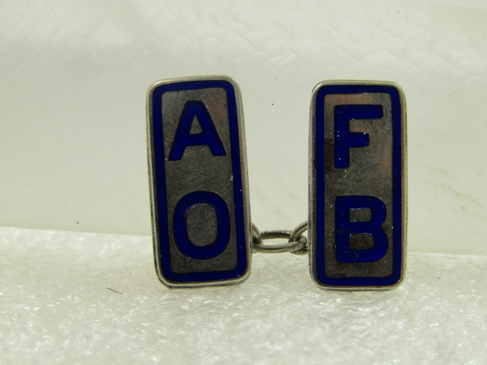 Vintage Sterling Single Cufflink, Ancient Order of Froth Blowers, AOFB Enameled, 1920's-1930's, (1 of 4)