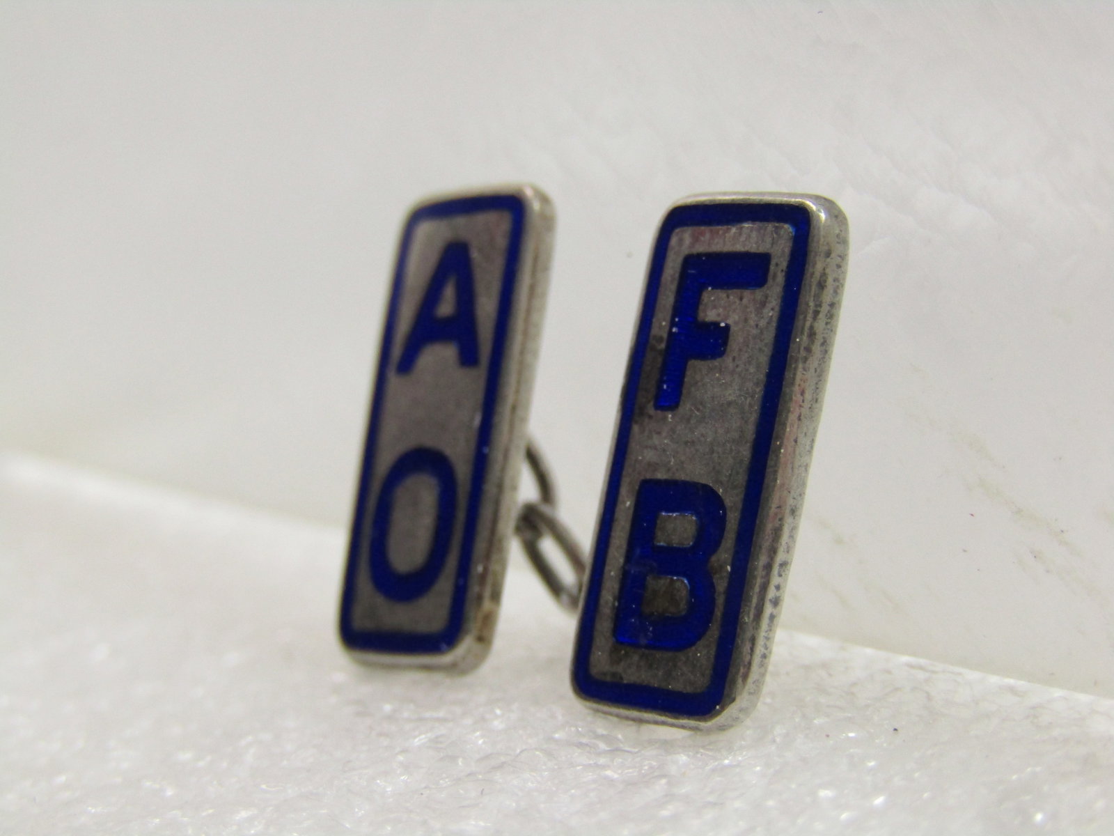 Vintage Sterling Single Cufflink, Ancient Order of Froth Blowers, AOFB Enameled, 1920's-1930's, - 2