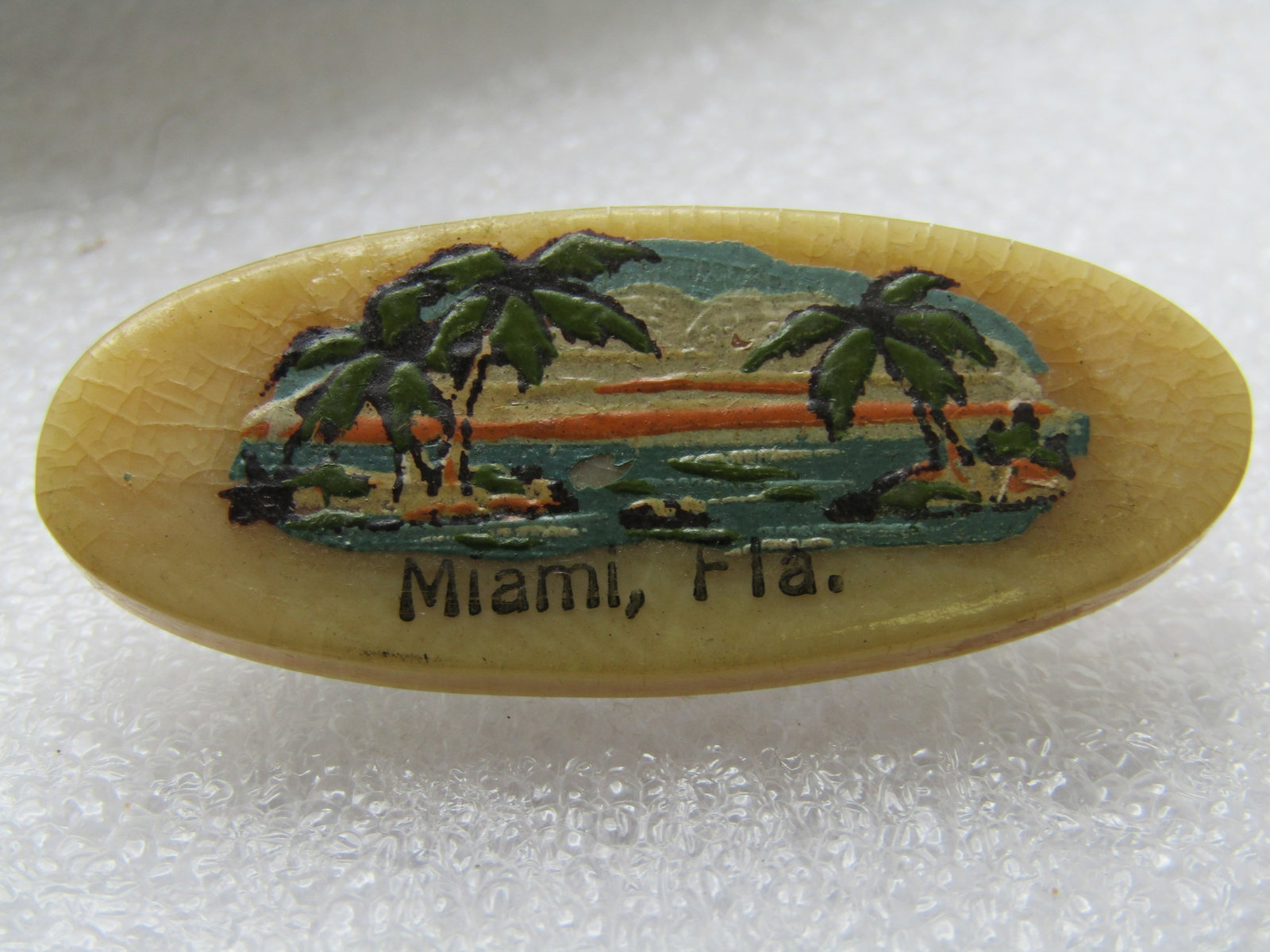 Vintage Painted Miami , Florida Brooch, Souvenir , 1940's-1950's - 5
