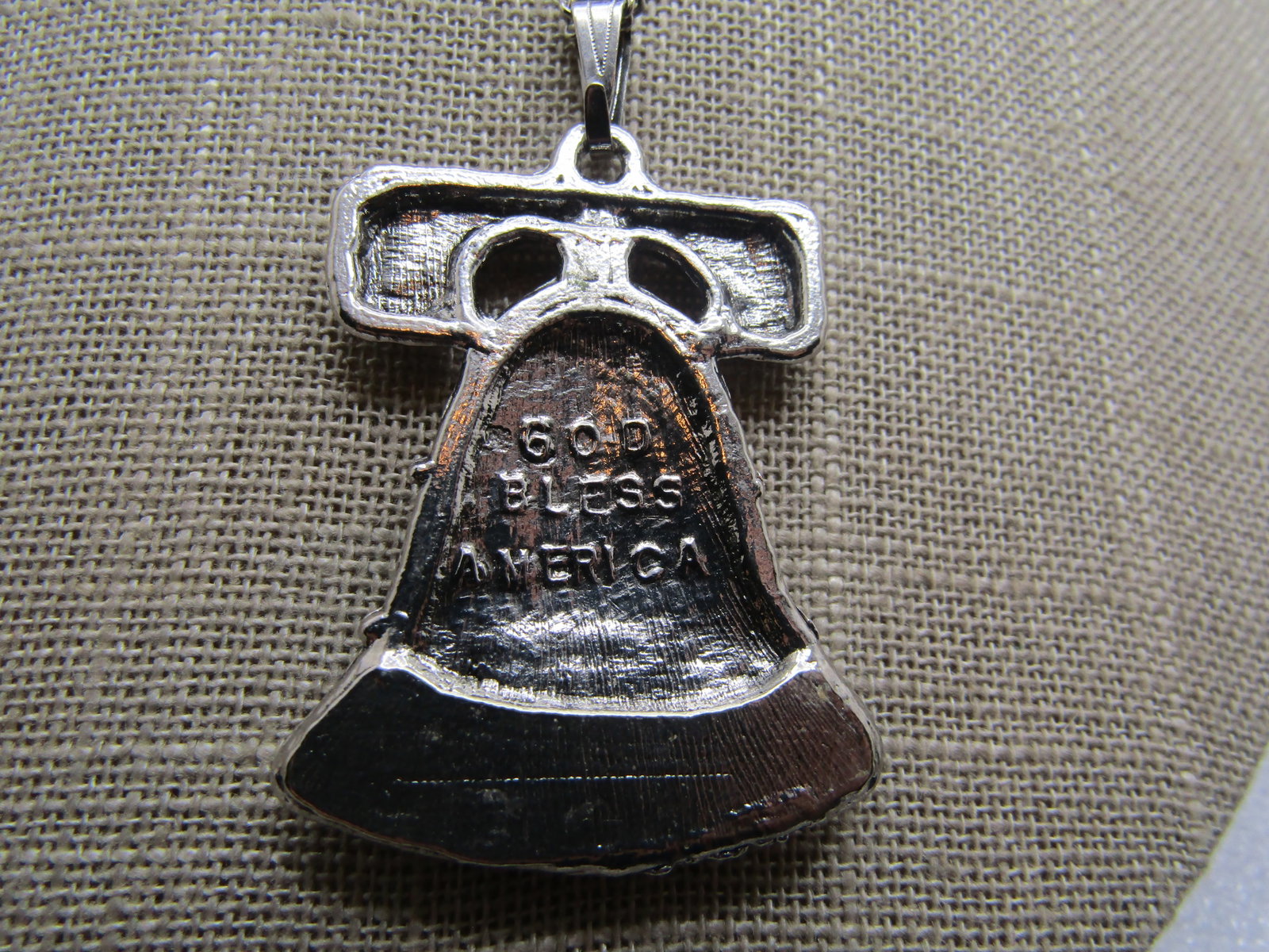 Vintage 76 Liberty Bell Necklace, 24", God Bless America, 1970's - 4