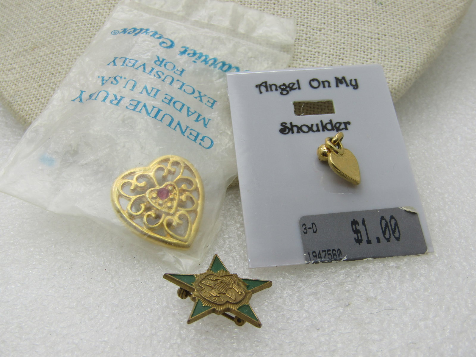 Vintage 3 Pin Lot, Girl Scouts, 2 Hearts, 1 Ruby - 2
