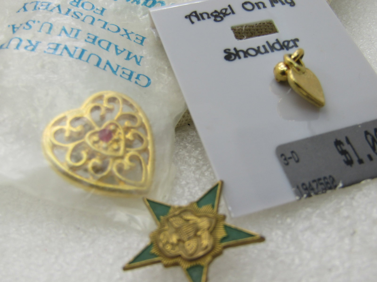 Vintage 3 Pin Lot, Girl Scouts, 2 Hearts, 1 Ruby - 4
