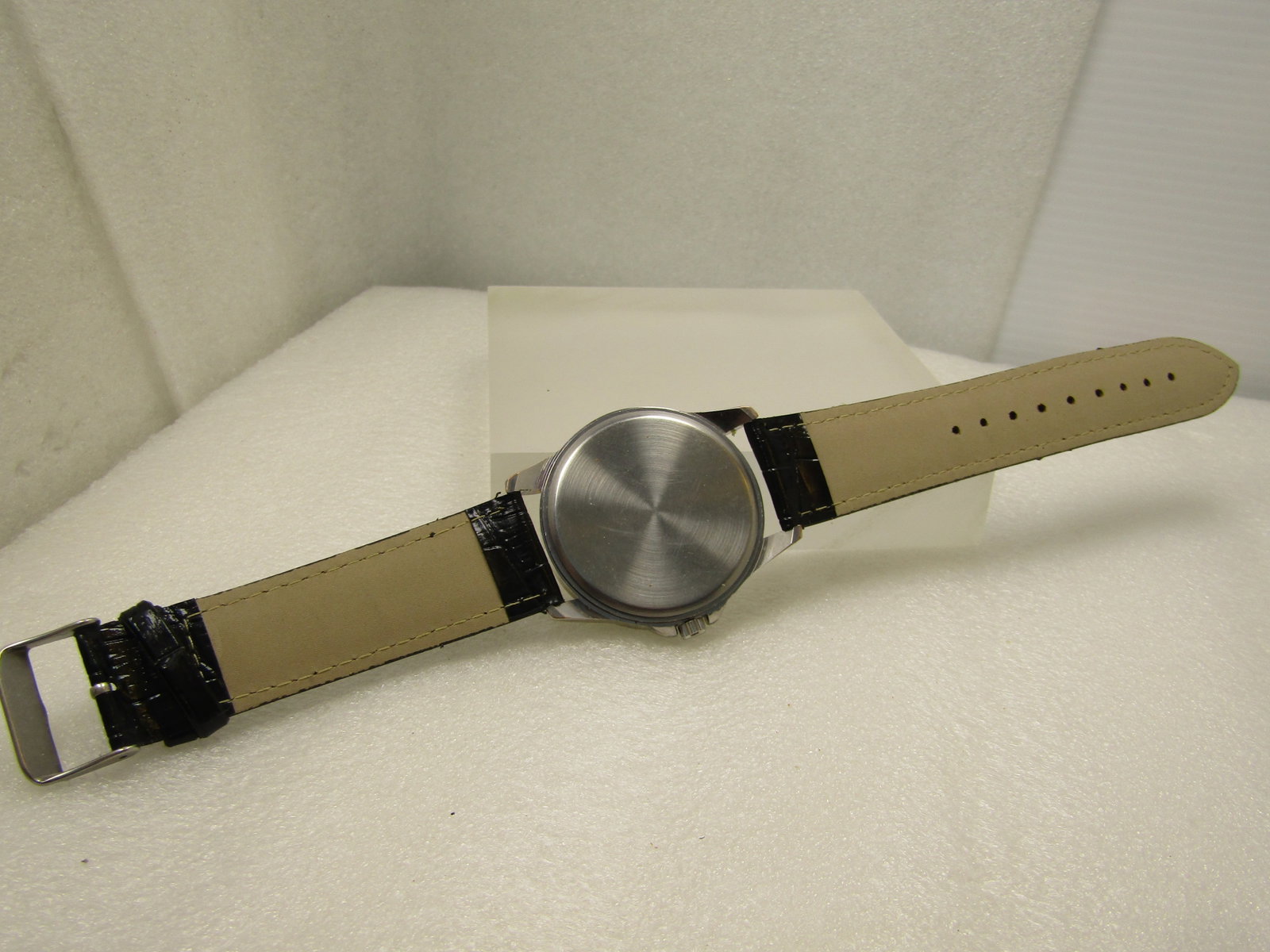 Men's Silver Tone Eagle Wristwatch, Black Band, 1990's - 4