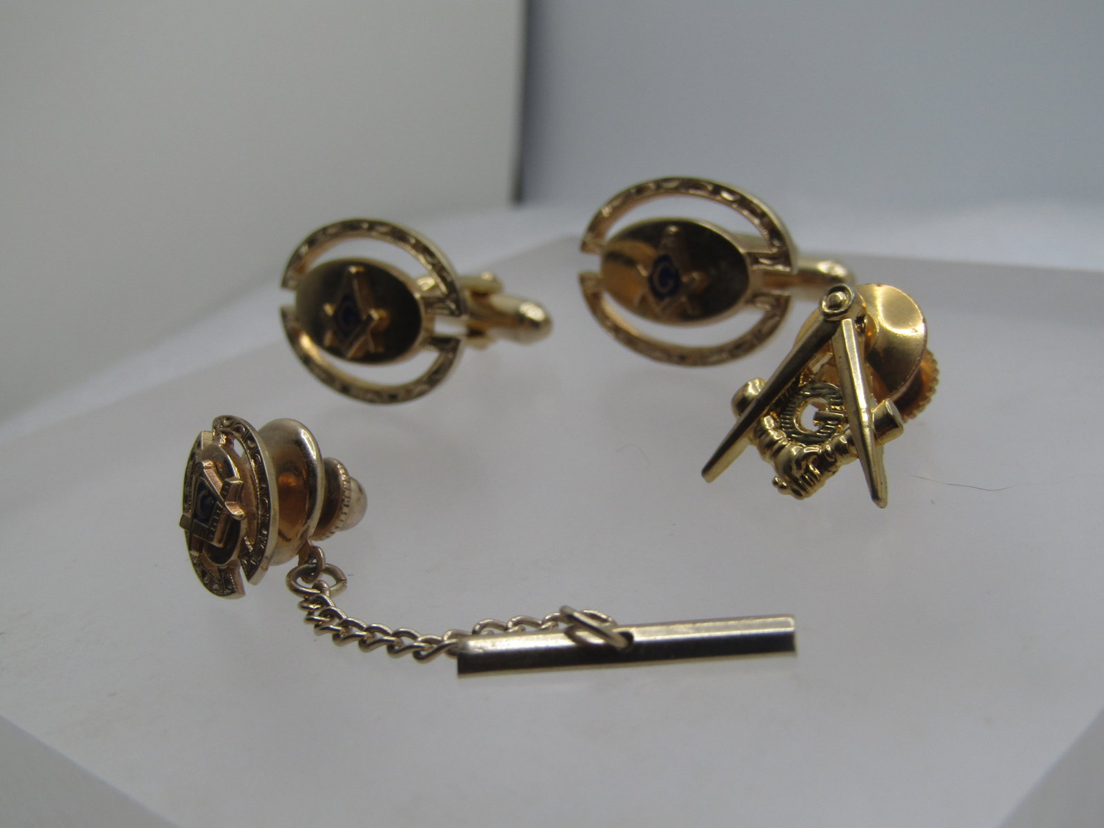 Vintage Anson Masonic Cufflink Tie Tack Set, Original Box, 1960's-1970's - 2