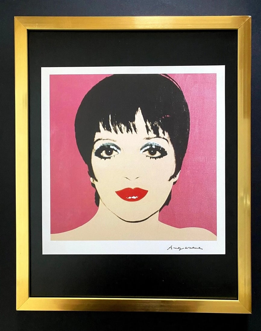 Andy Warhol Liza Minelli Signed 1984 Print Framed Ready to Hang: Up for Auction this Beautiful and Scarce Vintage 1984 Offset Lithograph after Andy Warhol " Liza Minelli " Facsimile Signature in ink Art Print is about 9 X 9 in. This piece is mounted on a 11 x 14