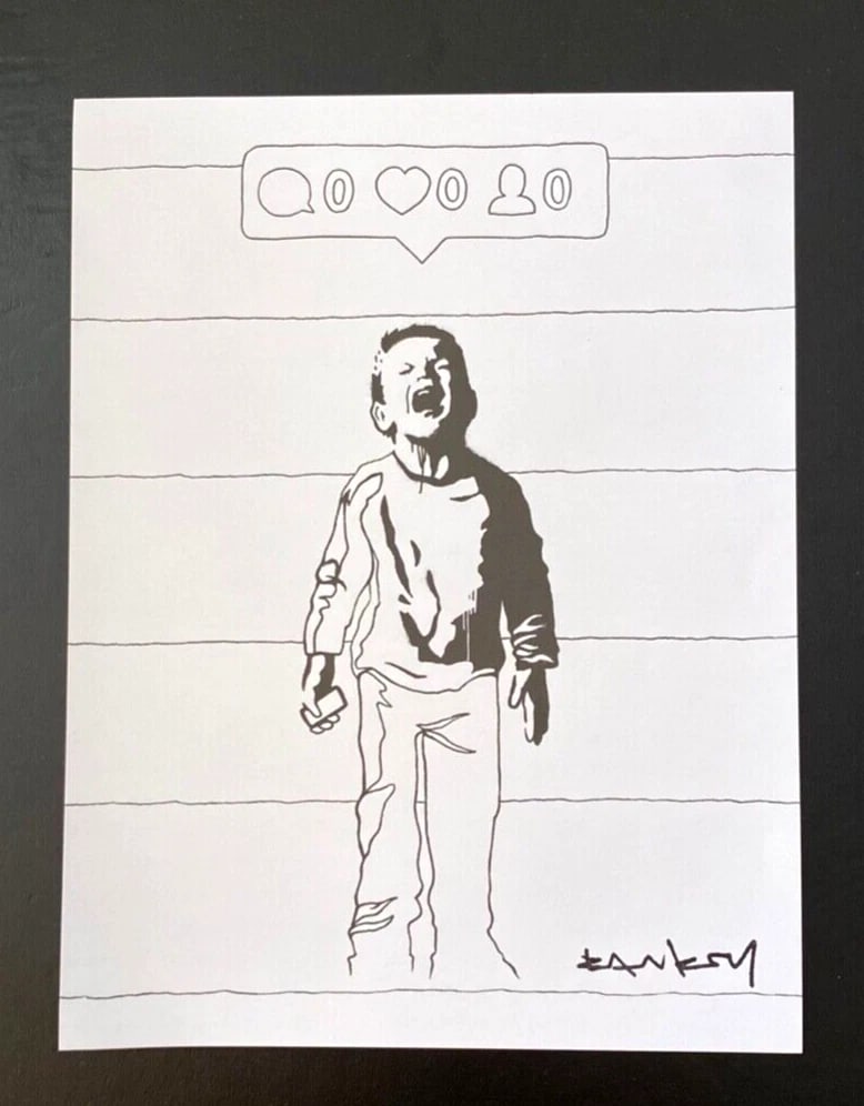 BANKSY + SIGNED " NO FOLLOWERS " PRINT FRAMED + BUY IT NOW! - 2
