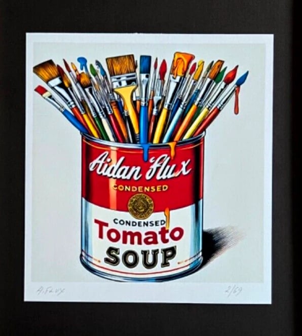 AIDAN FLUX | Hand Signed Original Print Framed Ltd. Ed. COA " A REAL CAN OF ART" - 2
