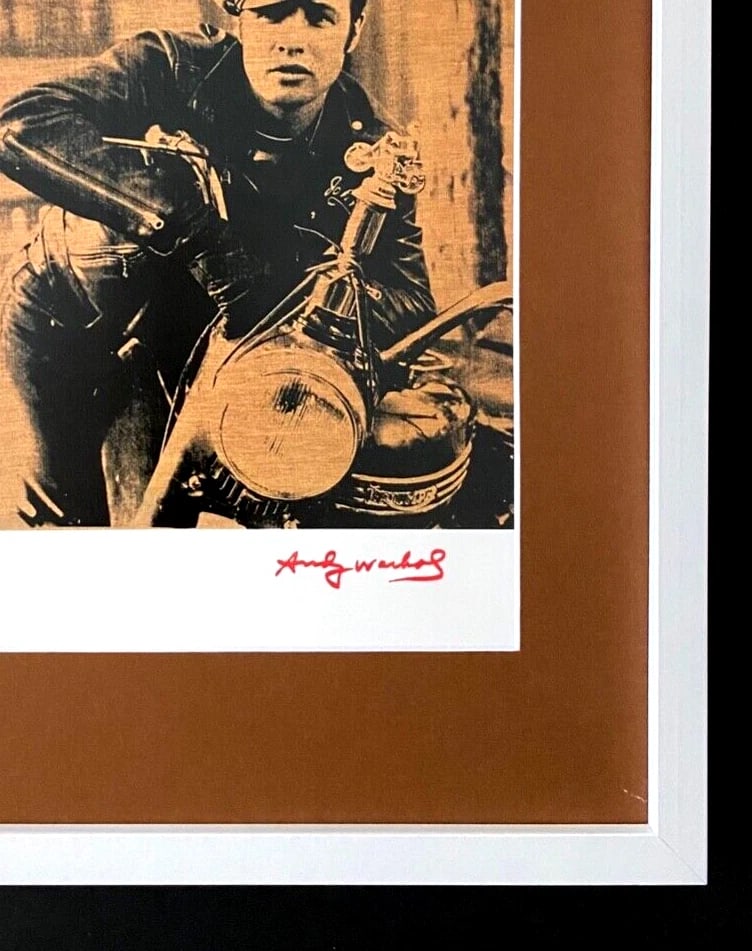 ANDY WARHOL + RARE 1984 MARLON BRANDO PRINT MATTED AND FRAMED - 2
