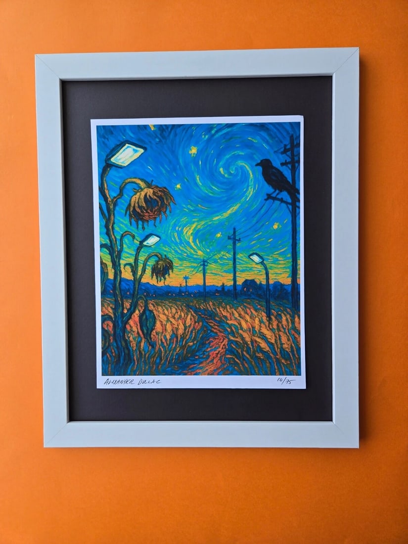 ALEXANDER DULAC | Hand Signed Print MY VAN GOGH NIGHT LIGHTS Ltd.Ed. of 75 COA: Up for Sale is this Beautiful and Elegant Hand Signed Authentic Giclee by renowned contemporary artist ALEXANDER DU LAC " MY VAN GOGH NIGHT LIGHT NIGHTS " The print is mounted and framed. The area