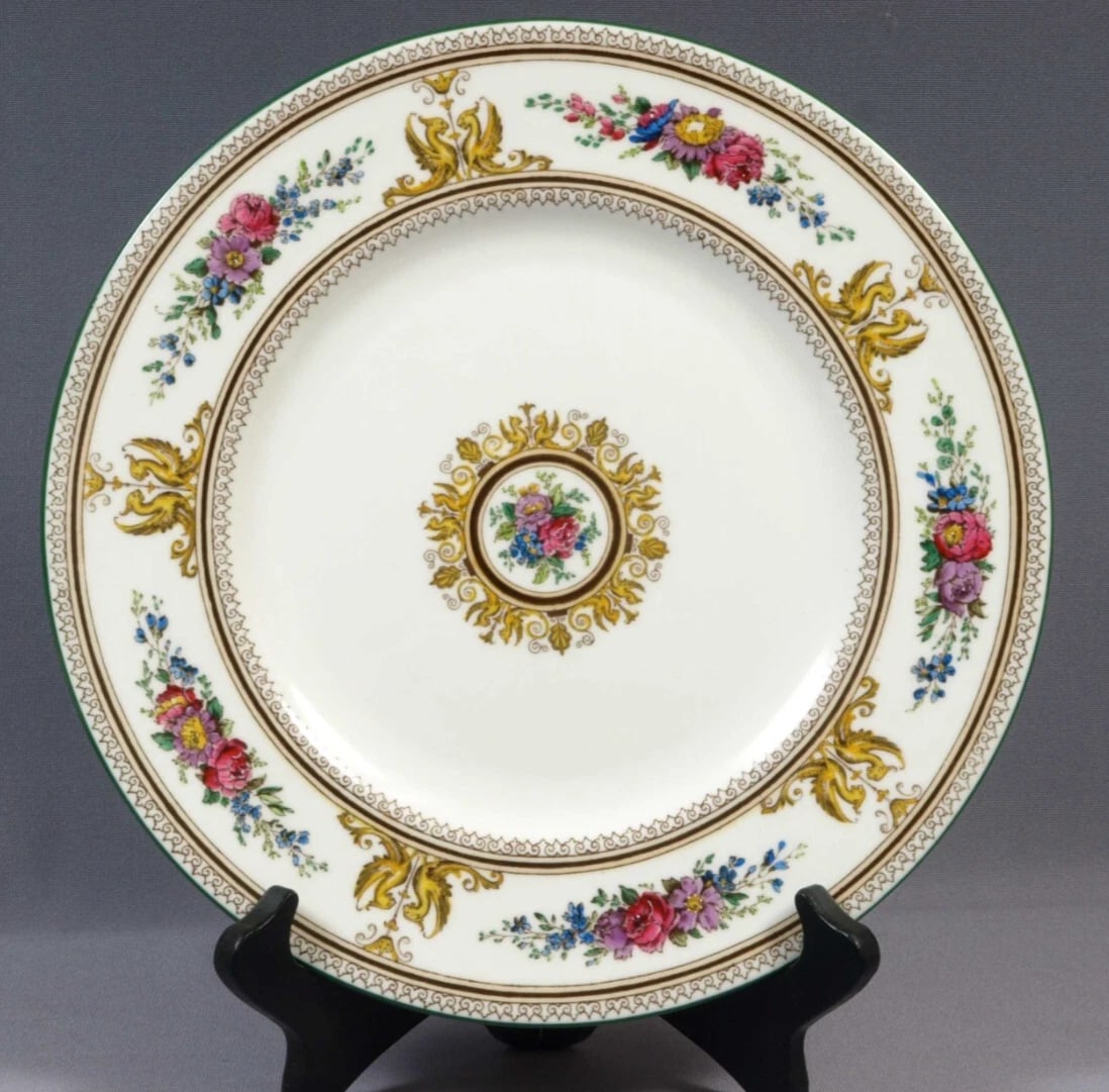 Wedgwood Columbia Dinner Plate England Old mark Multicolor: For your consideration is a 10 5/8" Dinner plate made by WEDGWOOD in a Columbia pattern. This pattern was first introduced in 1924. The plate is in very good vintage condition with no chips, cracks or