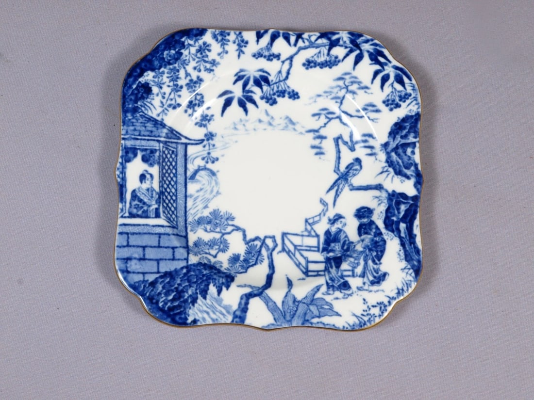 Royal Crown Derby Mikado Blue Bread Square Plate Bone china Rare England 1923 (1 of 4)