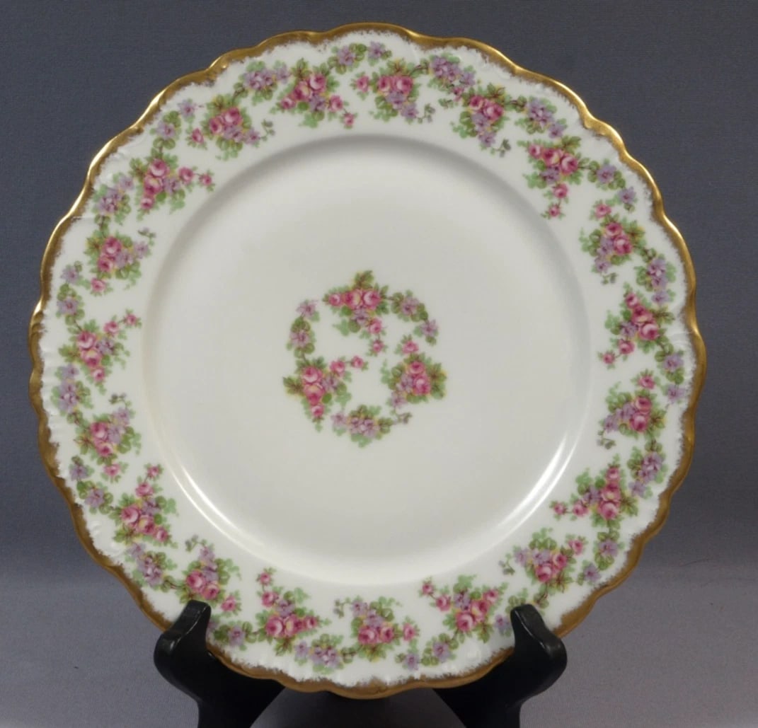 BRIDAL WREATH Rose A. Lanternier & Co. Limoges Dinner Luncheon Plate France (1 of 4)