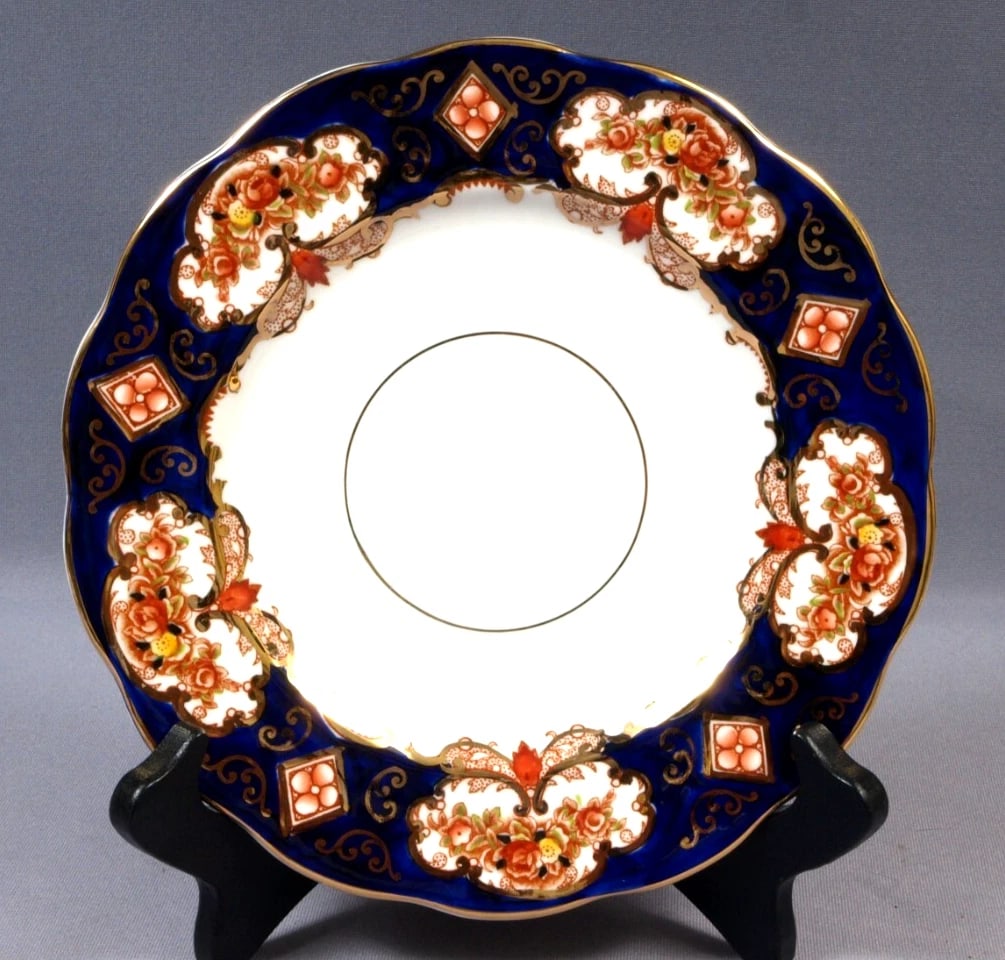 Royal Albert Crown China DERBY Heirloom IMARI Luncheon Plate COBALT Blue 8 1/4" (1 of 4)