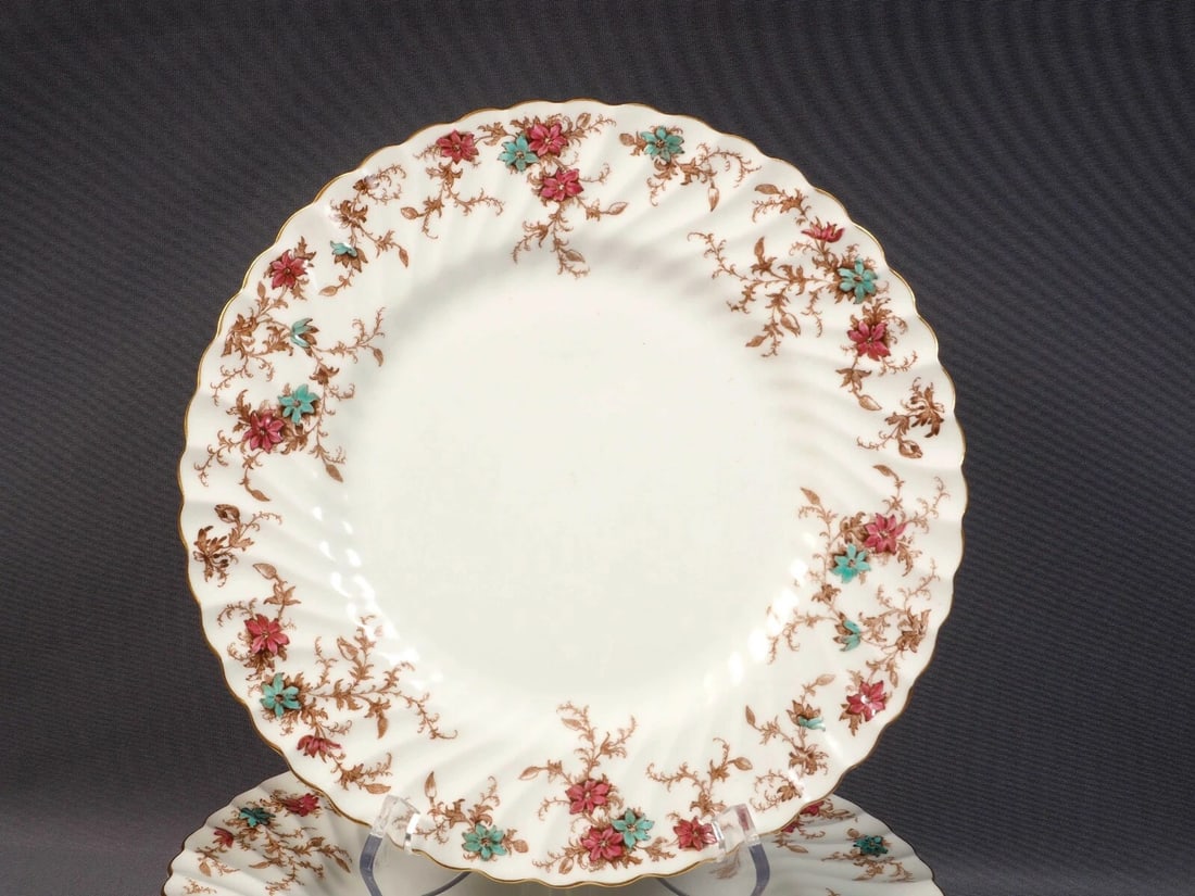 Minton ANCESTRAL Dinner Plate S376 England Raised flowers pink blue (1 of 6)